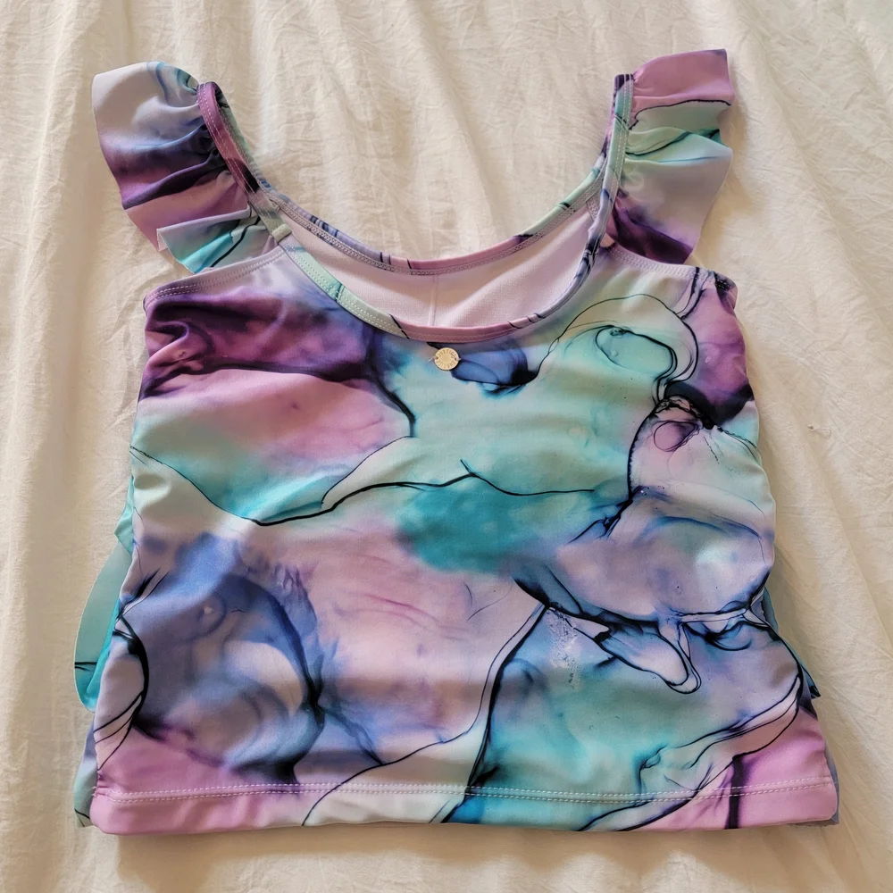 Justice Girls ruffled tankini Swim Top